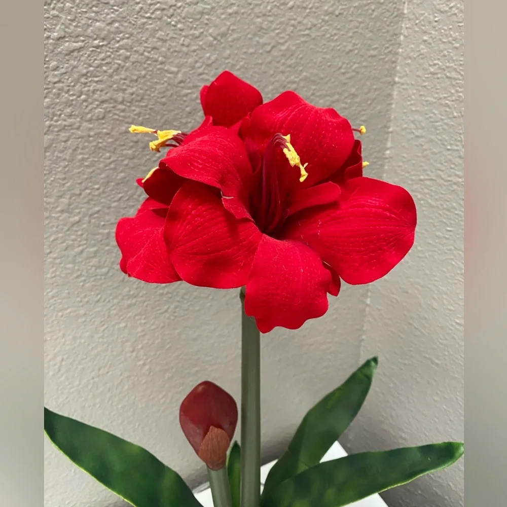 Nearly Natural Amaryllis w/Round Vase